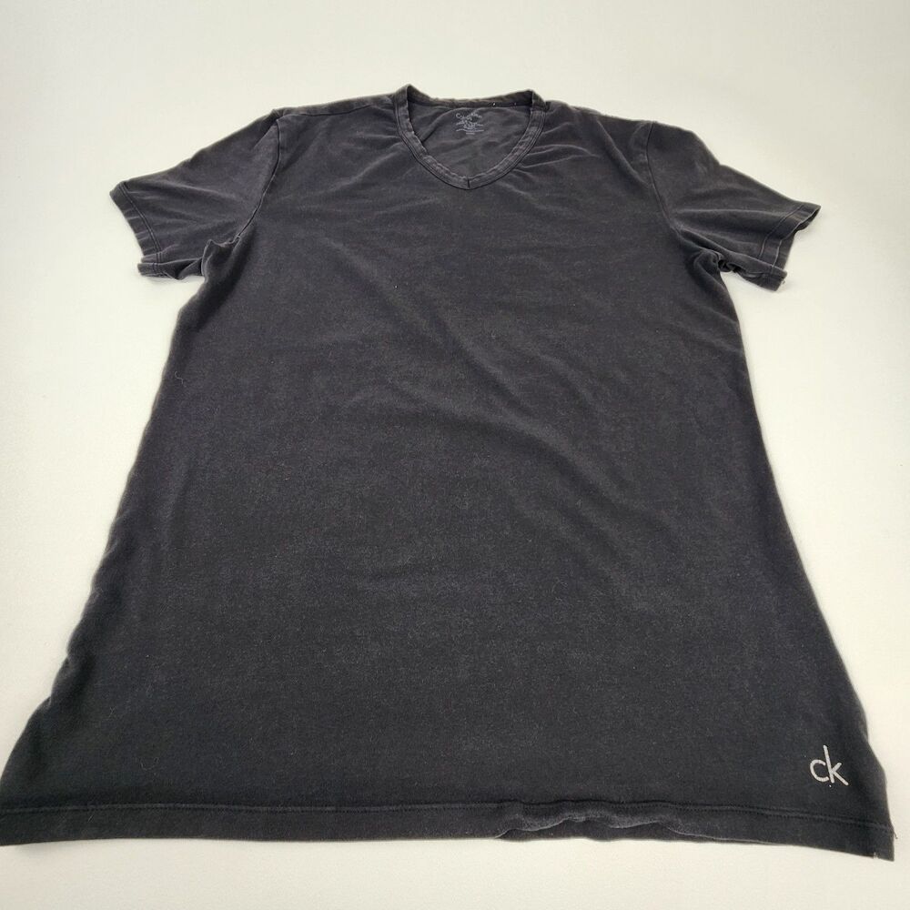 Calvin Klein CK Men's Black V Neck T Shirt Logo Korea Large